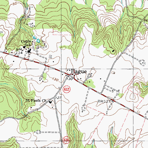 Topographic Map of Hague, VA