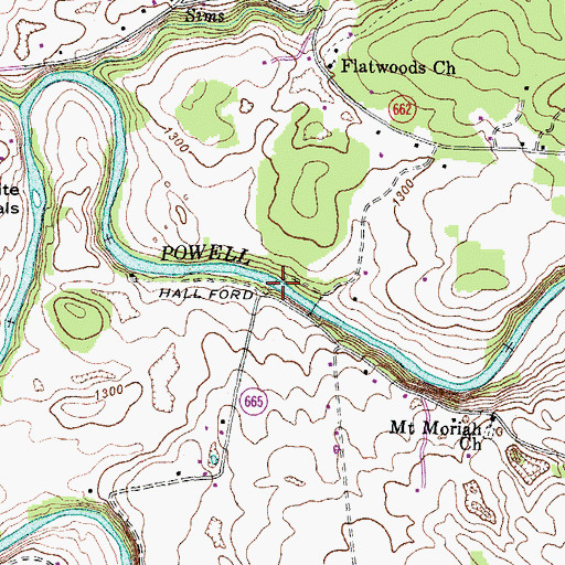 Topographic Map of Hall Ford, VA