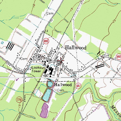 Topographic Map of Hallwood, VA