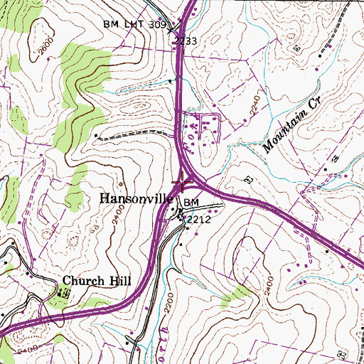 Topographic Map of Hansonville, VA
