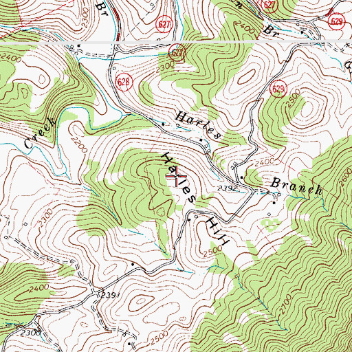 Topographic Map of Harles Hill, VA