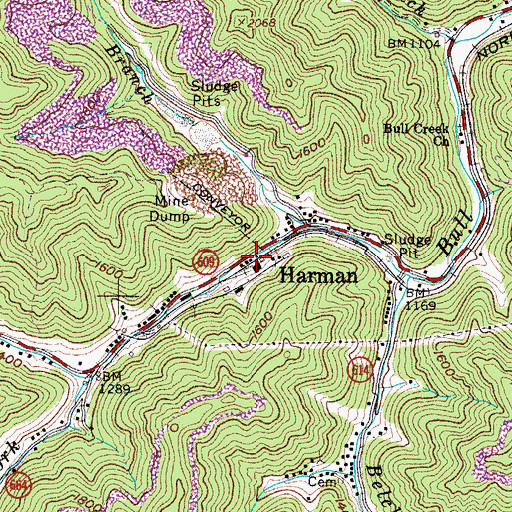 Topographic Map of Harman, VA