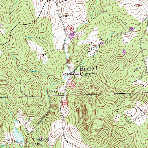 Topographic Map of Harrell Corner, VA
