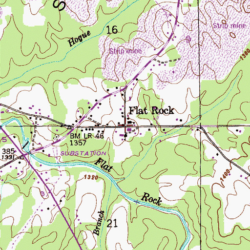 Topographic Map of Flat Rock Church, AL