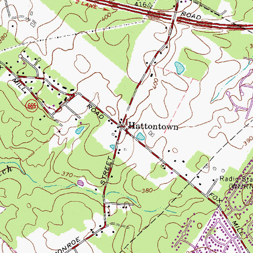 Topographic Map of Hattontown, VA