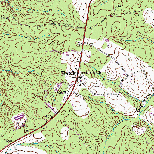 Topographic Map of Hawk, VA