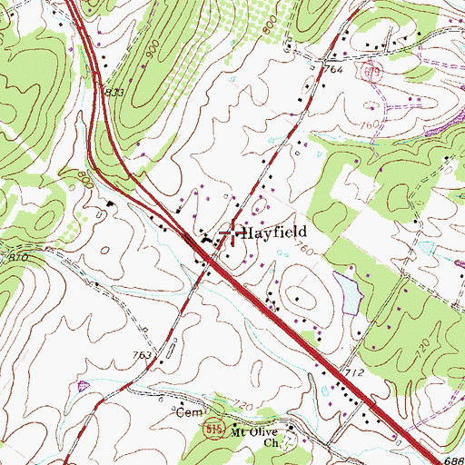 Topographic Map of Hayfield, VA
