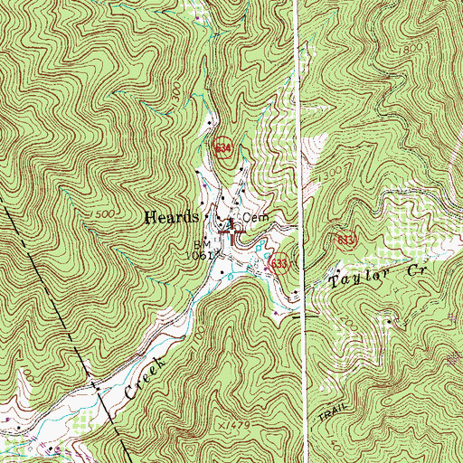Topographic Map of Heards, VA