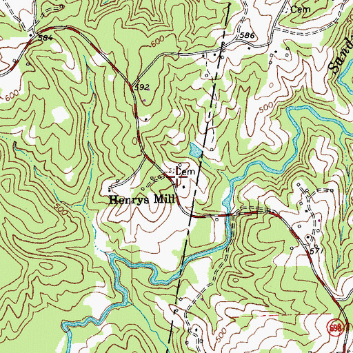 Topographic Map of Henrys Mill, VA