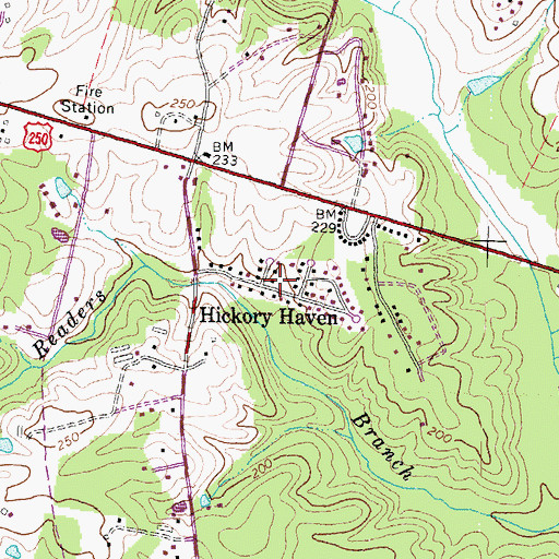 Topographic Map of Hickory Haven, VA