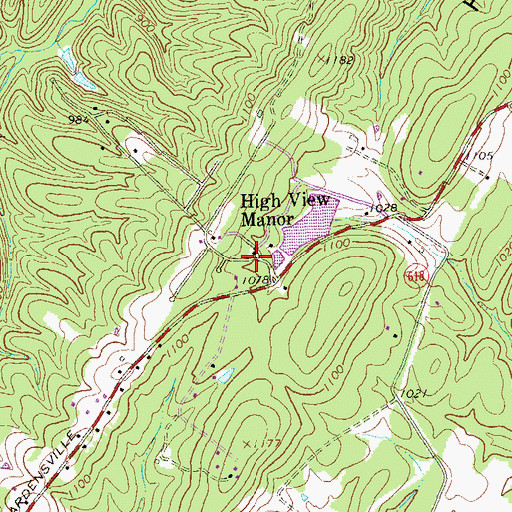 Topographic Map of High View Manor, VA