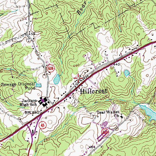 Topographic Map of Hillcrest, VA