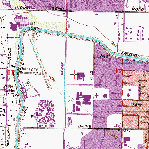 Topographic Map of Pueblo Elementary School, AZ