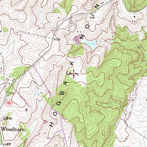 Topographic Map of Hogback Mountain, VA