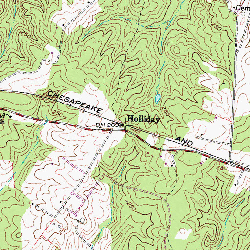 Topographic Map of Holliday, VA
