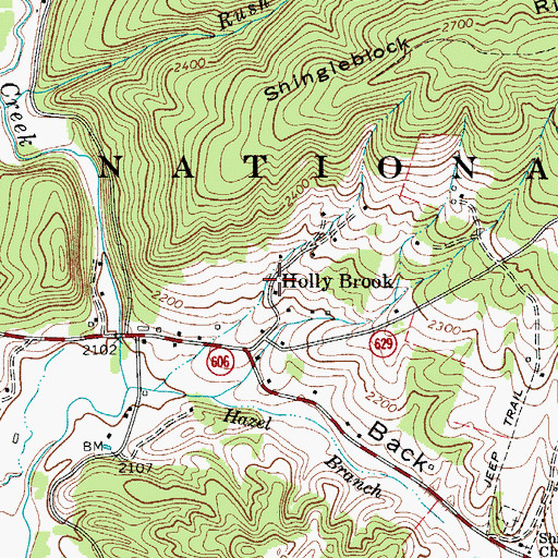 Topographic Map of Holly Brook, VA