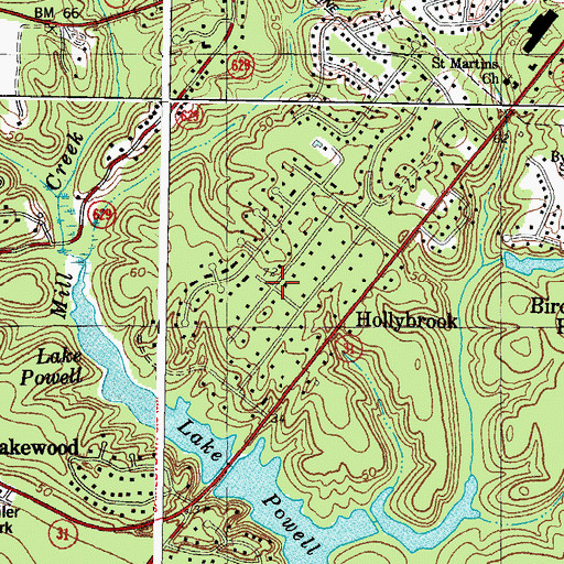 Topographic Map of Hollybrook, VA
