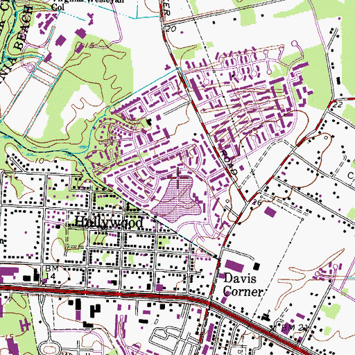 Topographic Map of Hollywood, VA