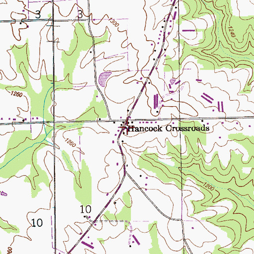 Topographic Map of Hancock Church, AL