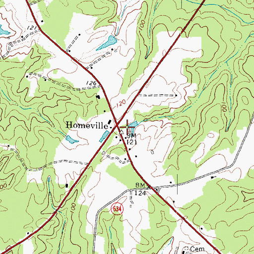 Topographic Map of Homeville, VA