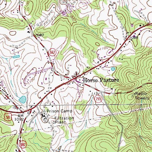 Topographic Map of Horse Pasture, VA