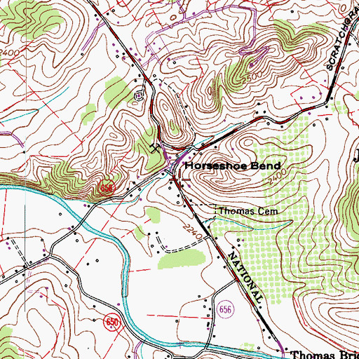 Topographic Map of Horseshoe Bend, VA
