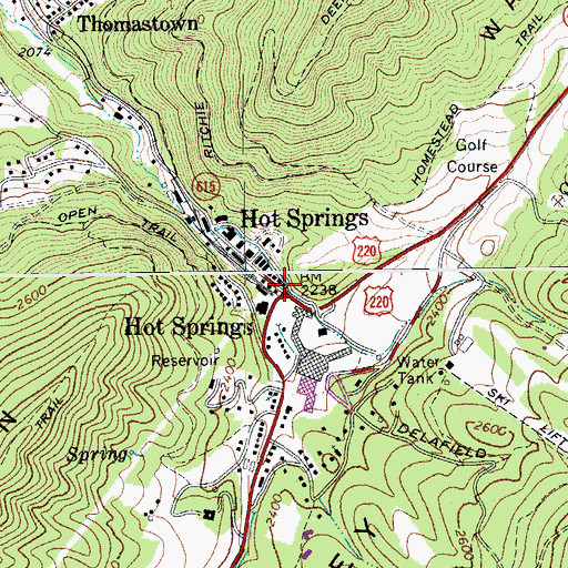 Topographic Map of Hot Springs, VA