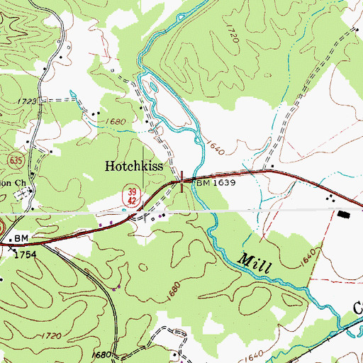 Topographic Map of Hotchkiss, VA