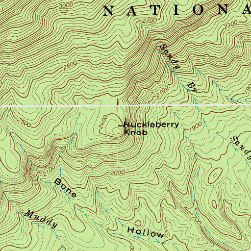 Topographic Map of Huckleberry Knob, VA