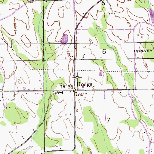 Topographic Map of Hodge Church, AL