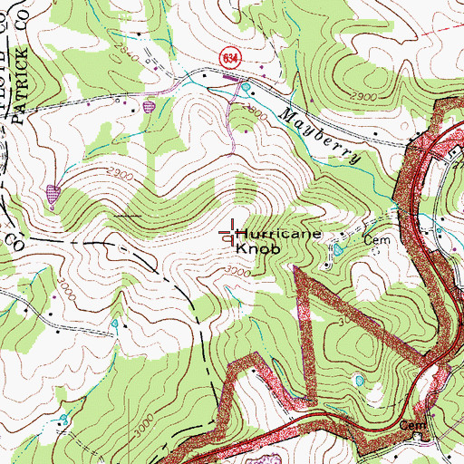 Topographic Map of Hurricane Knob, VA
