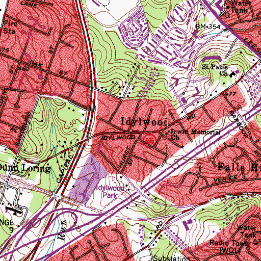 Topographic Map of Idylwood, VA