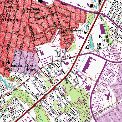 Topographic Map of Indian River Park, VA