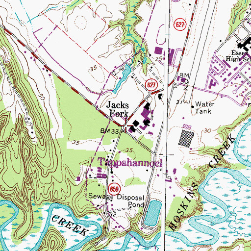 Topographic Map of Jacks Fork, VA