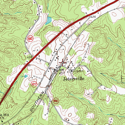 Topographic Map of Jetersville, VA