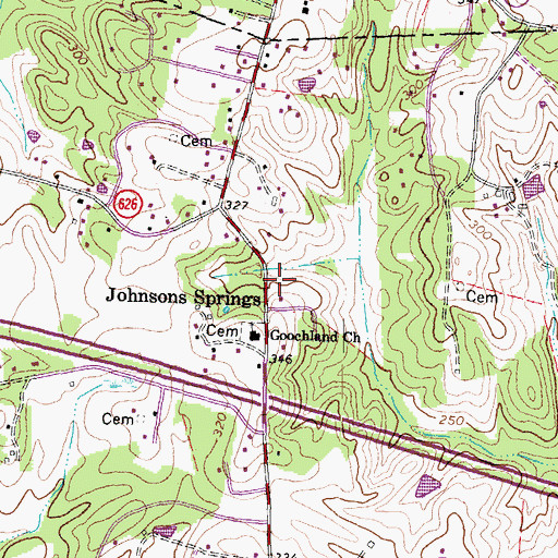 Topographic Map of Johnsons Springs, VA