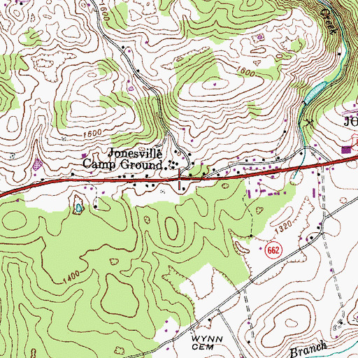 Topographic Map of Jonesville Camp Ground, VA