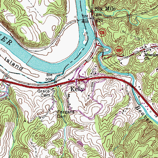 Topographic Map of Kelly, VA