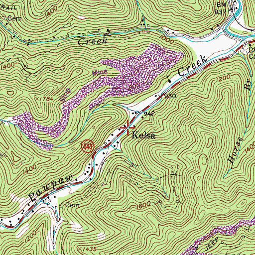 Topographic Map of Kelsa, VA