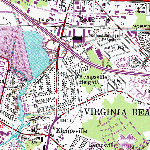 Topographic Map of Kempsville Heights, VA