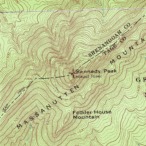 Topographic Map of Kennedy Peak, VA