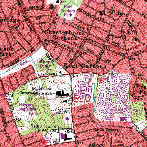 Topographic Map of Kent Gardens, VA
