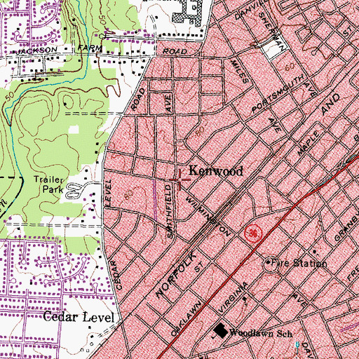 Topographic Map of Kenwood, VA