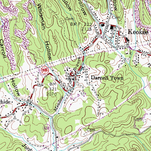 Topographic Map of Keokee, VA