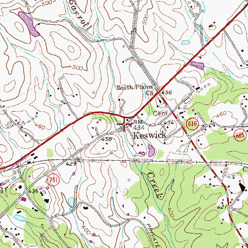 Topographic Map of Keswick, VA