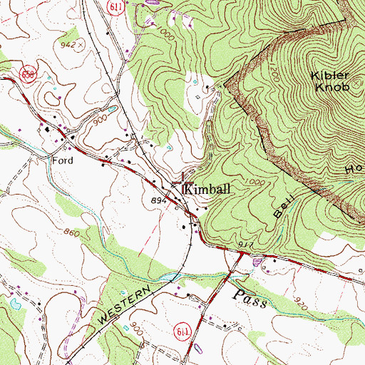 Topographic Map of Kimball, VA