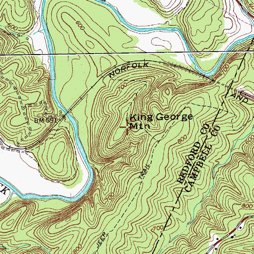 Topographic Map of King George Mountain, VA