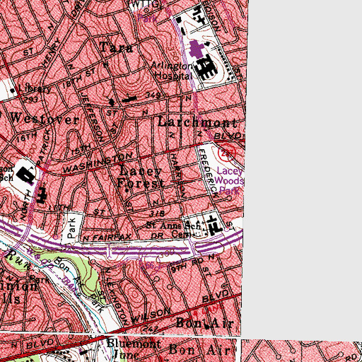 Topographic Map of Lacey Forest, VA