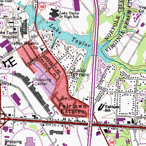 Topographic Map of Lake Terrace, VA