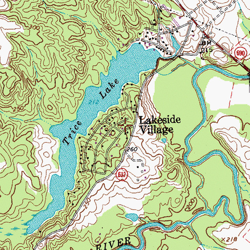 Topographic Map of Lakeside Village, VA